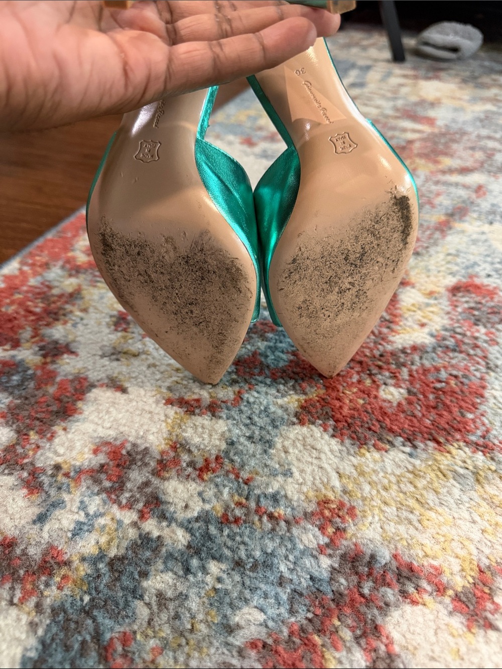 Gianvito Rossi Metallic Teal Pointed-Toe Mule - Picture 4 of 4